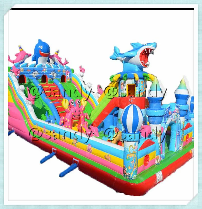 Бесплатная доставка по морю 12x6 м надувные funcity/игровая площадка с горками и