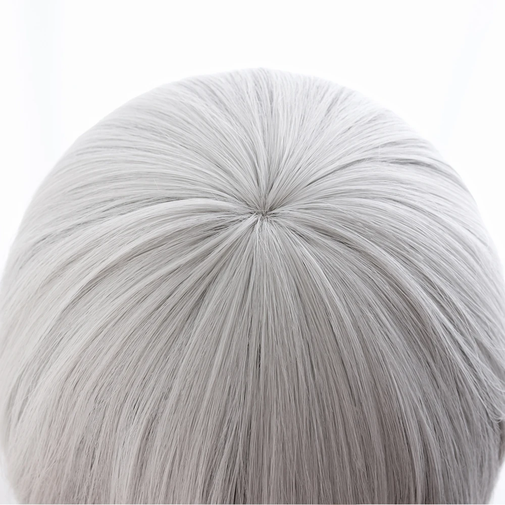 

Anime AIdentity V Tracy Reznik Wig Silver Grey Ombre Black Short Synthetic Hair Anime Halloween Cosplay Wigs props + Wig Cap