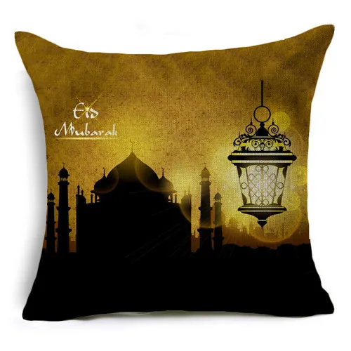 

Ramadan Decoration Eid Mubarak Moon Lantern Cotton Linen Cushion Cover Decorative Cushions Pillow sofa Living Room Cushion 40253