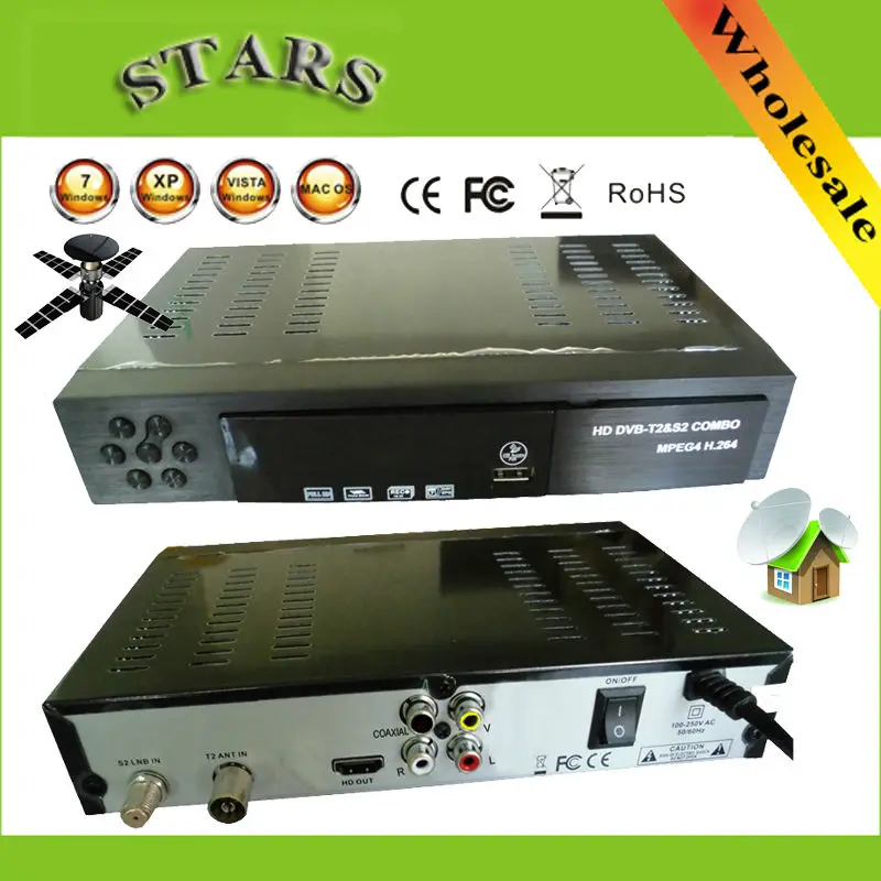 Receptor de tv Terrestre por Satélite Emissor de tv t2 + s2 4 para Rússia e Europa Digital Combo Box H.264 – Tablete Dvb hd 1080p