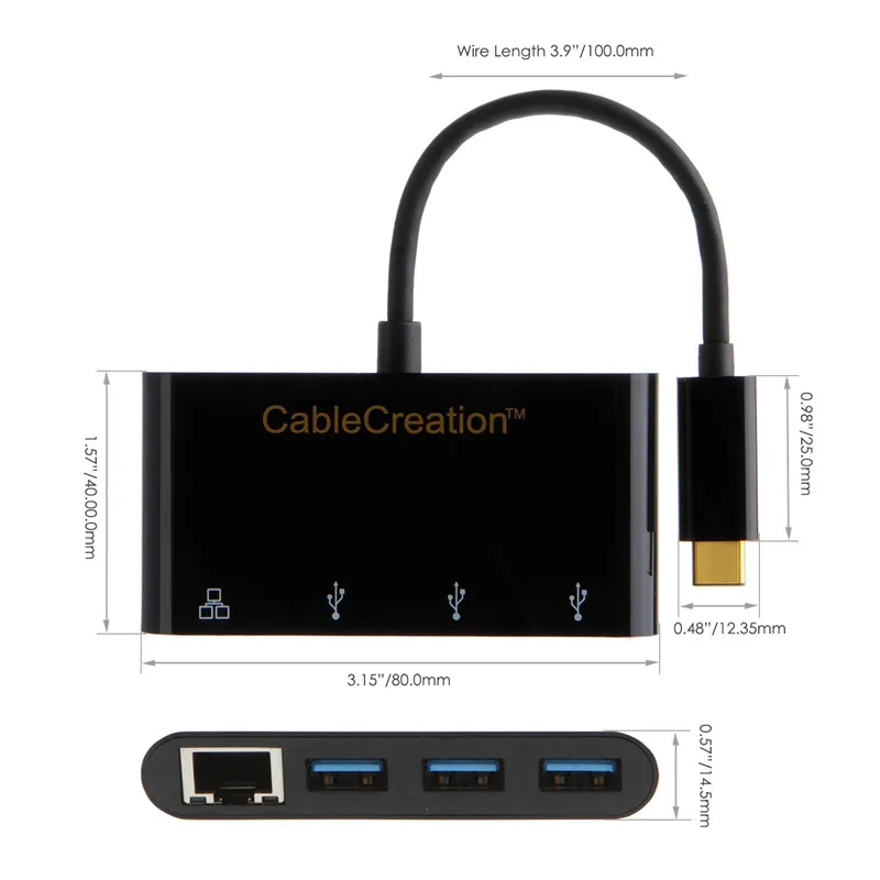 Сетевой адаптер с USB Type C на 3 порта 0 гигабитный сетевой Ethernet MacBook Mac Pro Pixel0 Dell XPS 13/15USB