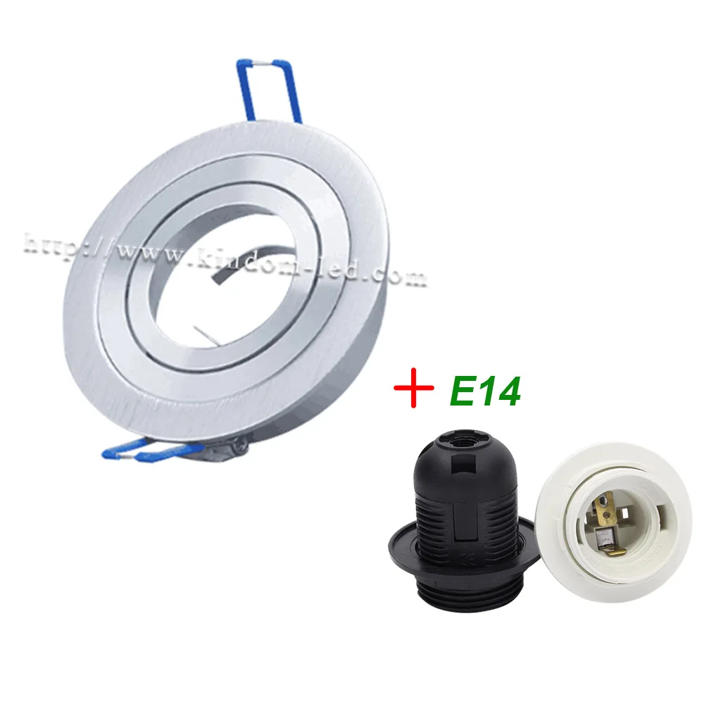 KD-SLF225R and E14 Белый точечный светильник Встраиваемый свет комплект Регулируемый светильник Рамка круглый фитинг GU10 MR16 E14 база Встроенный светодиодный потолочный светильник - Цвет: KD-SLF225R and E14