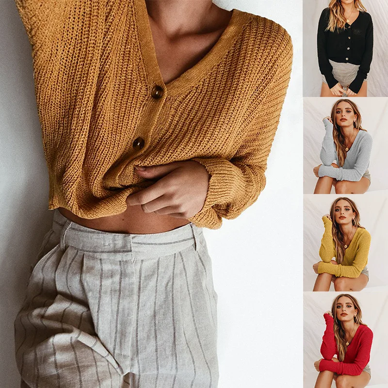 5 видов цветов весенне летний модный однотонный свитер кардиган с длинными