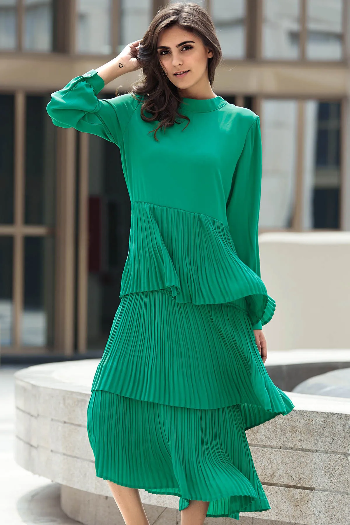 ZAFUL винтажное милое длинное платье с оборками женское элегантное круглым вырезом