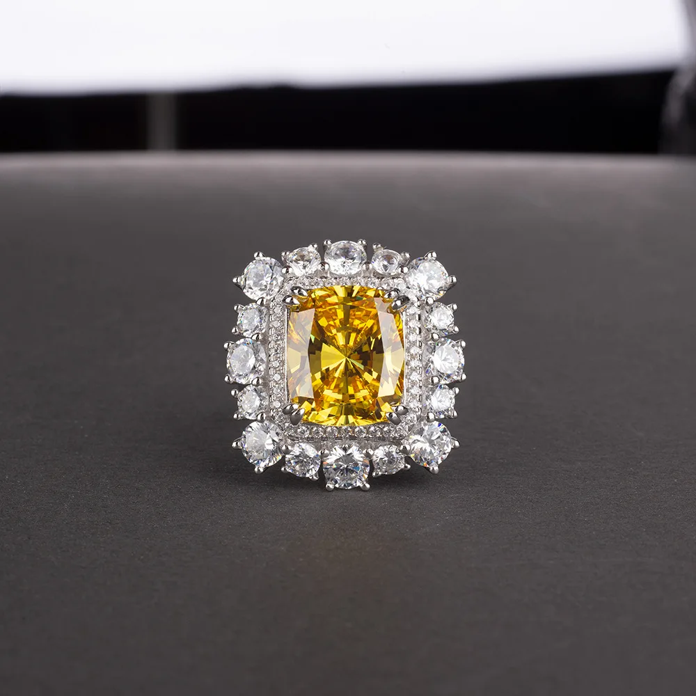 Yellow Rainbamabom, 925 пробы, серебряный, розовый сапфир, камень по месяцу рождения, Свадебные обручальные кольца для пар, бриллианты, ювелирные изделия - Цвет камня: Yellow