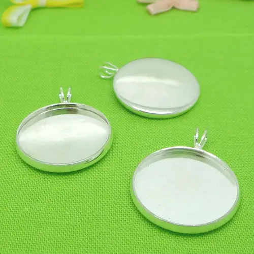 20pcs 10mm-20mm Shaped Pendant Blank Bezel Setting Base Tray for Cameo Cabochons Silver-Plated Antique Bronze Diy part