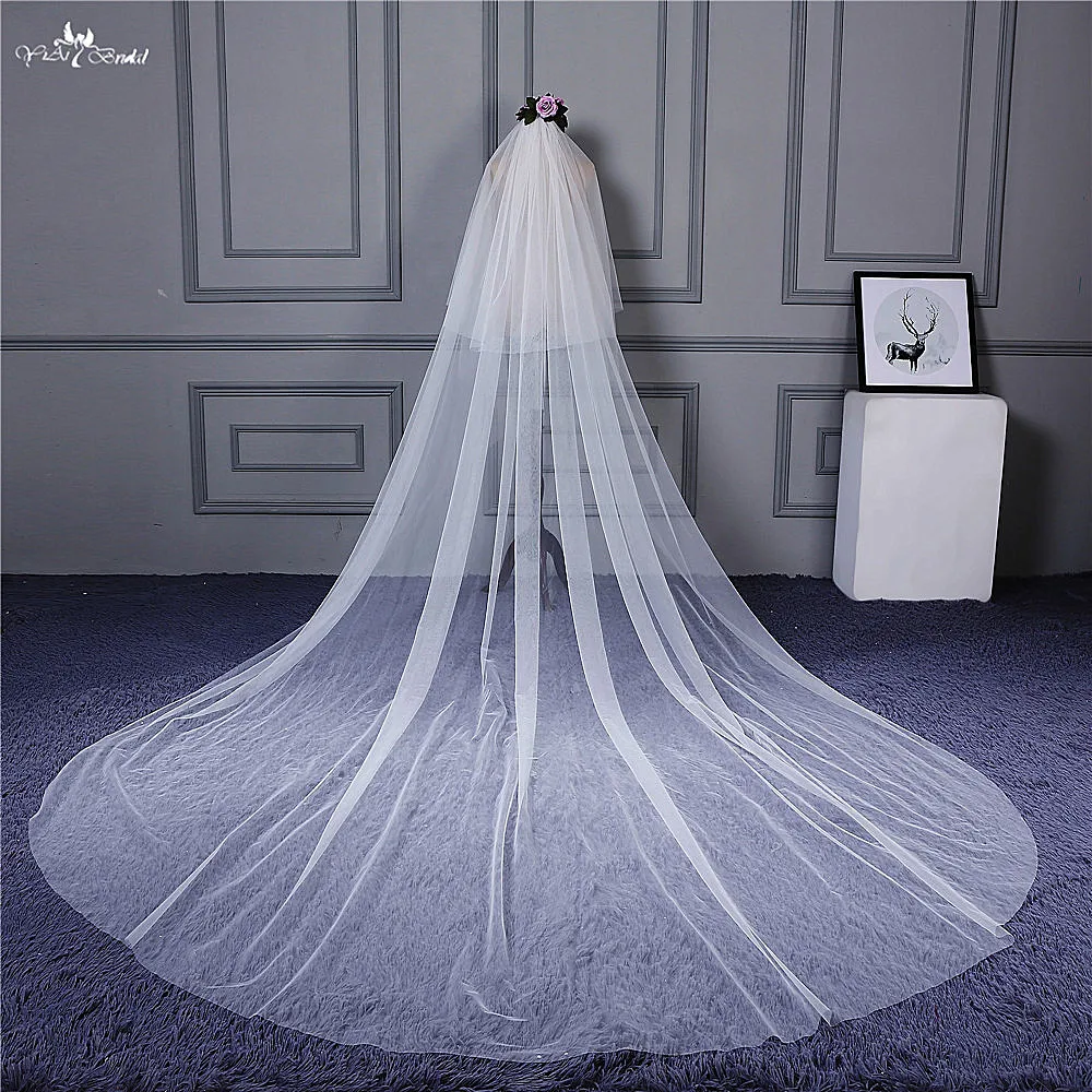 RSV107 реальные фотографии Yiaibridal запас Тюлевая Фата Rawcut с гребнем румян|Свадебные