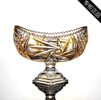 gold crystal carved fruit tray high foot tray candy bowl jewelry box receptacle basin
