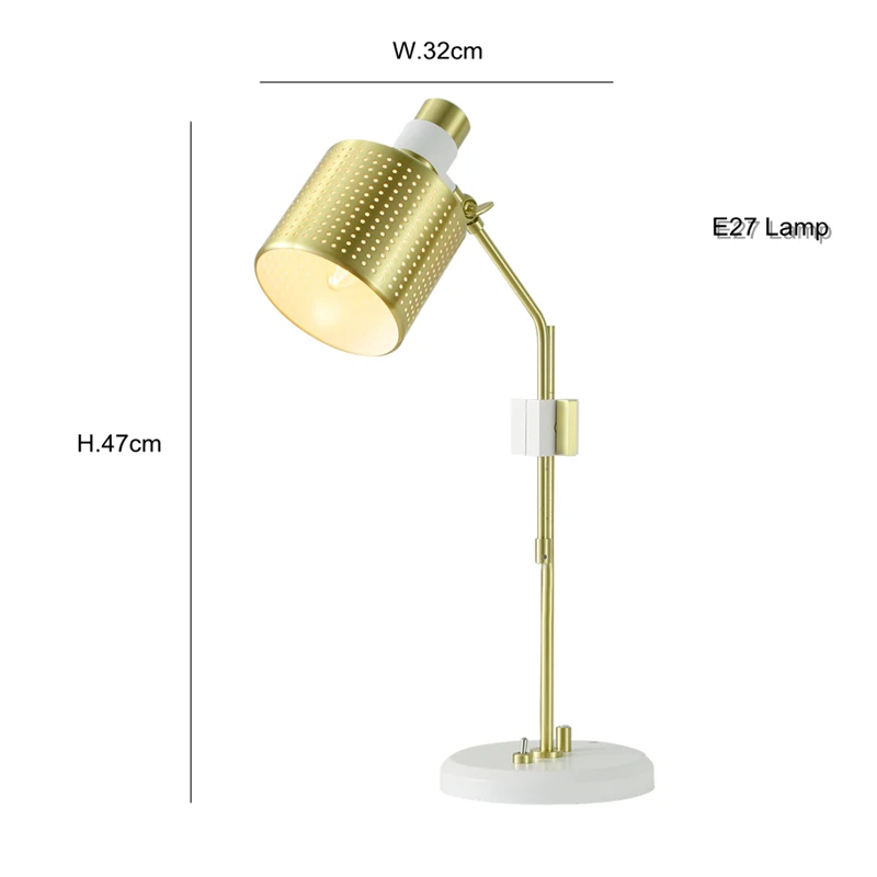 Современная настольная лампа в скандинавском стиле простой дизайн белый золотой