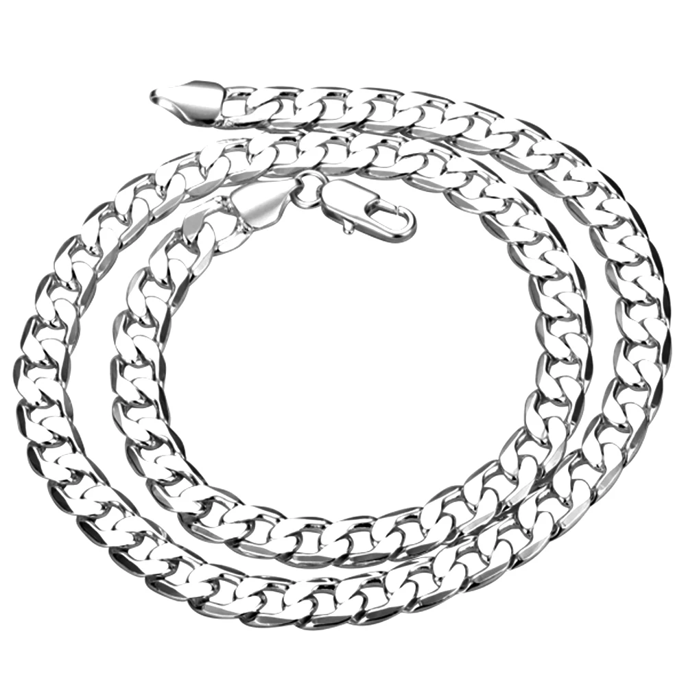 Оптовая продажа! Мужская цепь с серебряным покрытием 4 мм 6 8 10 12 мм|fashion necklace|necklace