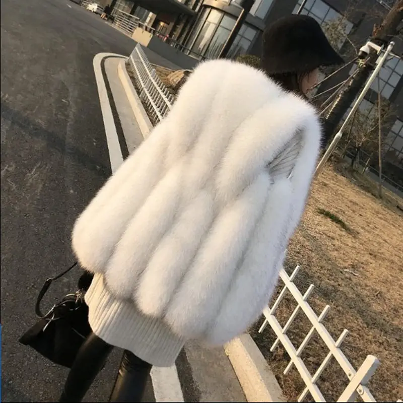 

Fur Vest Jacket Women Autumn Winter Faux Fox Fur Vest Coat Colete Feminino Warm Long Parka Overcoat Sleeveless Waistcoat C4821