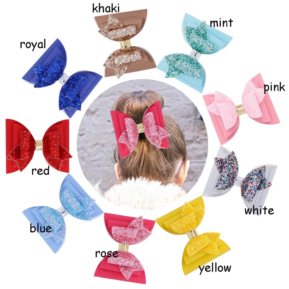 Новинка 2019 36 шт./Лот шпильки для волос с бантом девочек кожаные банты зажимами