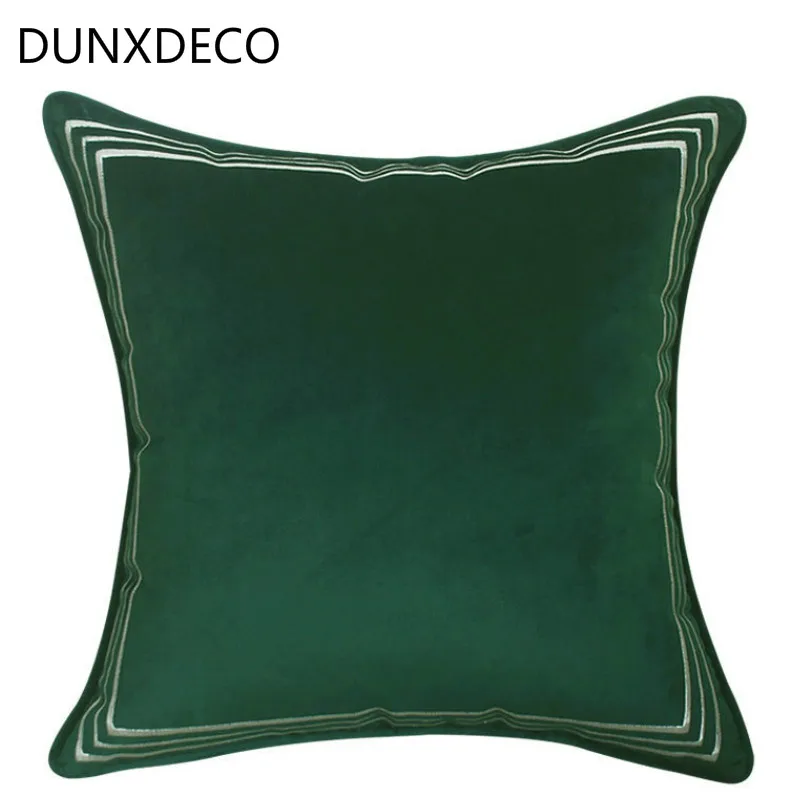 Dunxdeco Наволочка на подушку Декоративная Подушка Чехол современный элегантный темно-зеленые бархатные вышивка ткани диван номер Декор