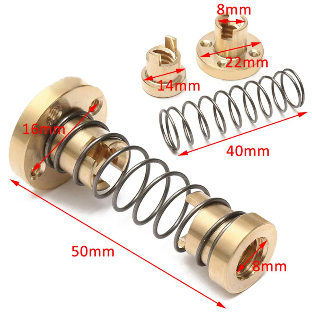 1 комплект латунная гайка T8 с подпружиненной резьбой 2 мм|z axis|screw 3daxis z |