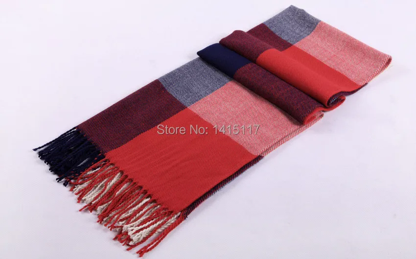 Зимний шарф 2014 клетчатый женский новый дизайнерский акриловый базовый шаль