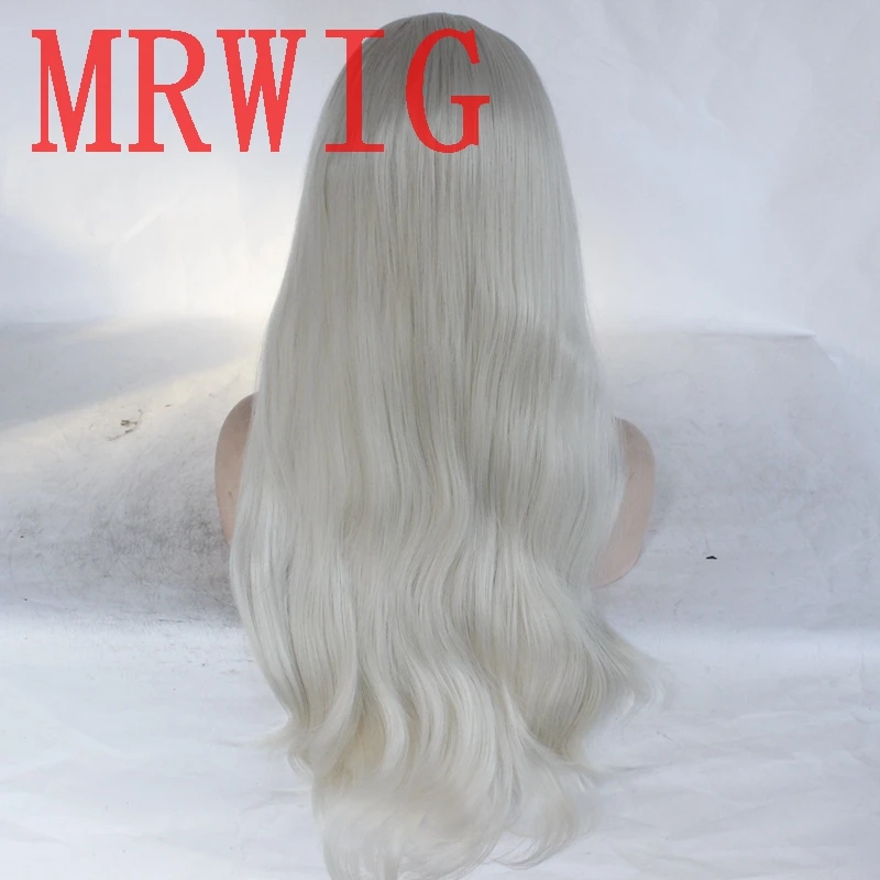MRWIG#60 светлые волосы цвет длинные натуральные волнистые синтетические передние парики Косплей Термостойкое волокно