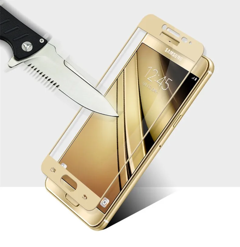 Закаленное стекло с полным покрытием для Samsung Galaxy C5 защита экрана защитная пленка