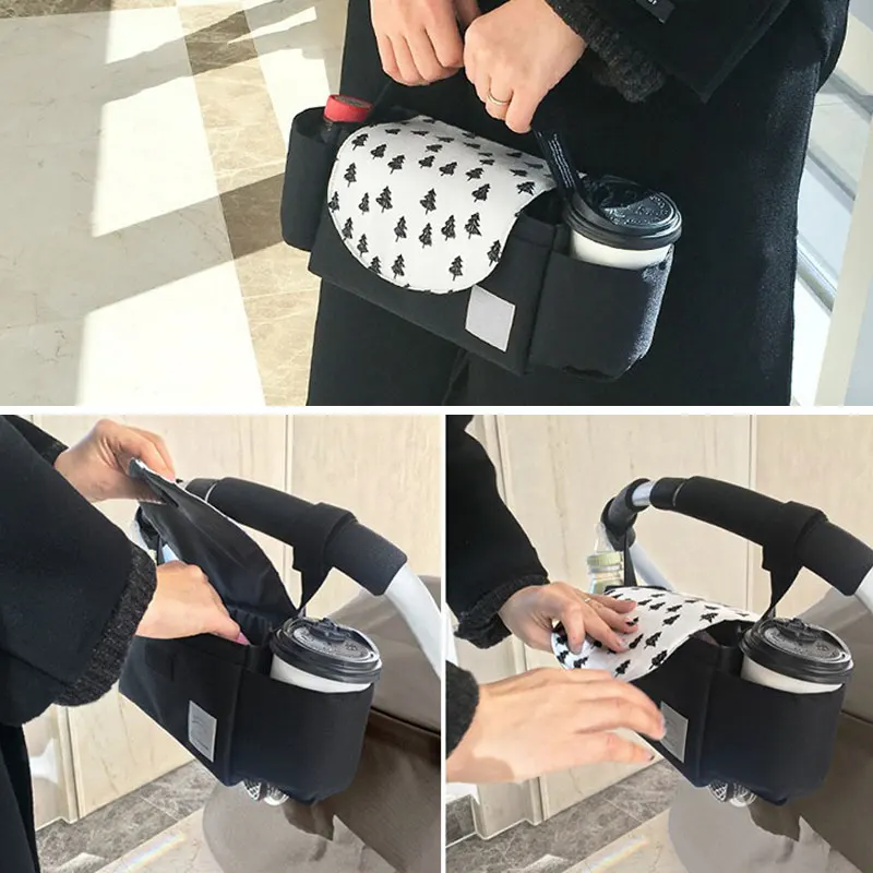 Bolsa port&aacute;til para biber&oacute;n de cochecito de beb&eacute;, bolsa de almacenamiento con acabado para mam&aacute;, accesorios para coche de beb&eacute;, novedad-2