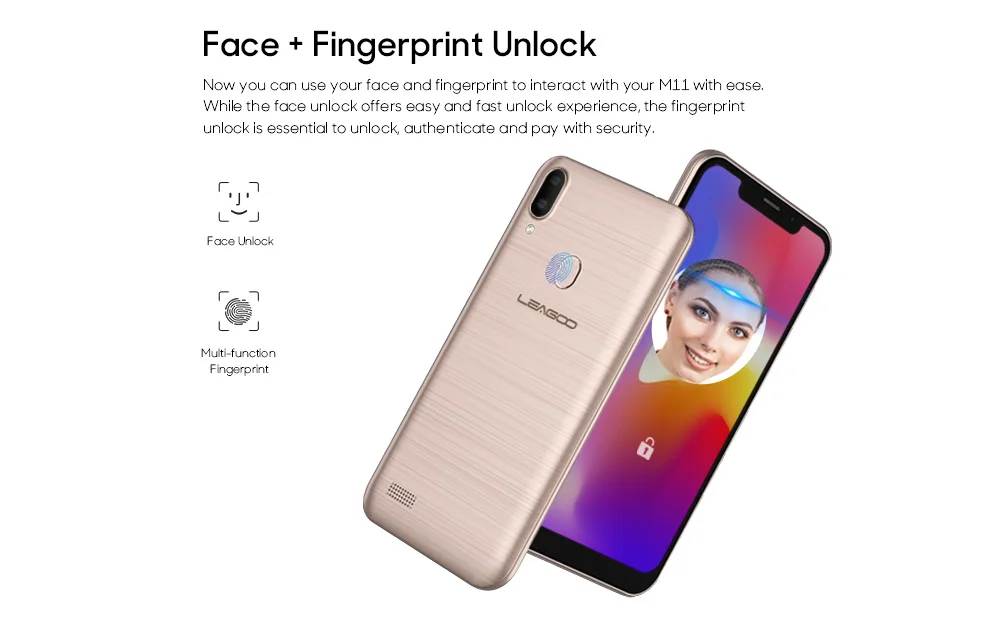 LEAGOO M11 Смартфон Android 8 1 6 18 &quot2 Гб ОЗУ 16 ПЗУ MT6739 четырехъядерный 4000 мАч задний
