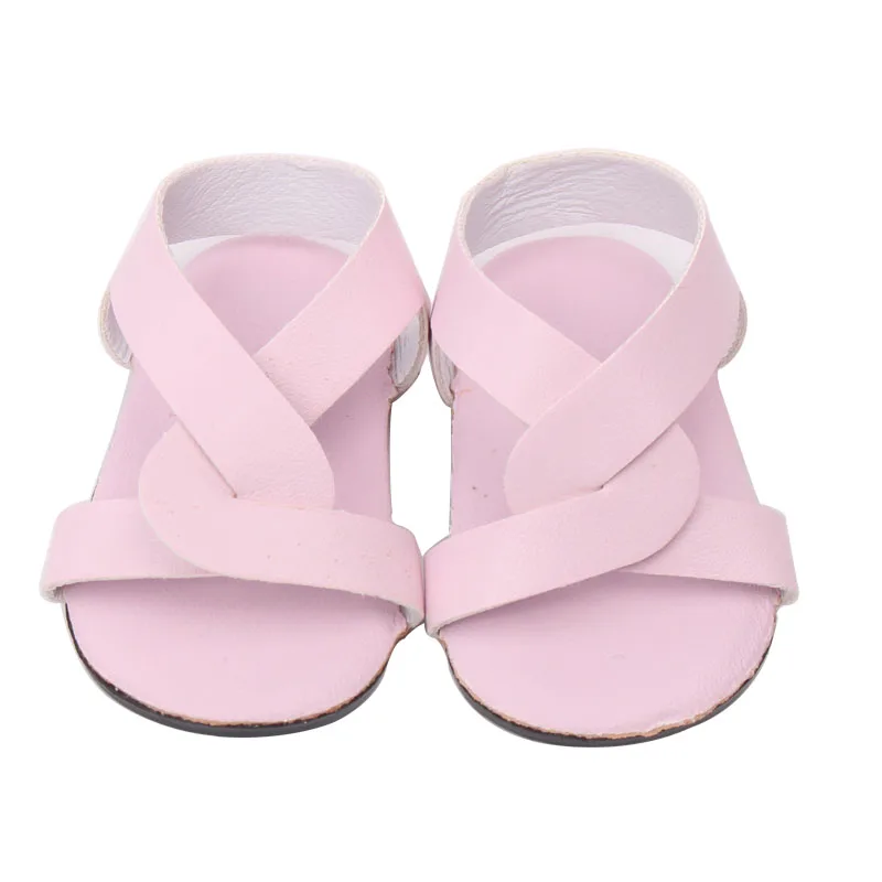 

18 inch Girls doll shoes Minimalist sandals 10 colors dress shoes American new born accessories Baby toys fit 43 cm baby s188