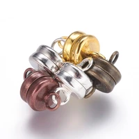 50 sets mixed color brass magnetic clasps flat round bracelet connectors for jewelry making diy findings 11x7mm hole 2mm