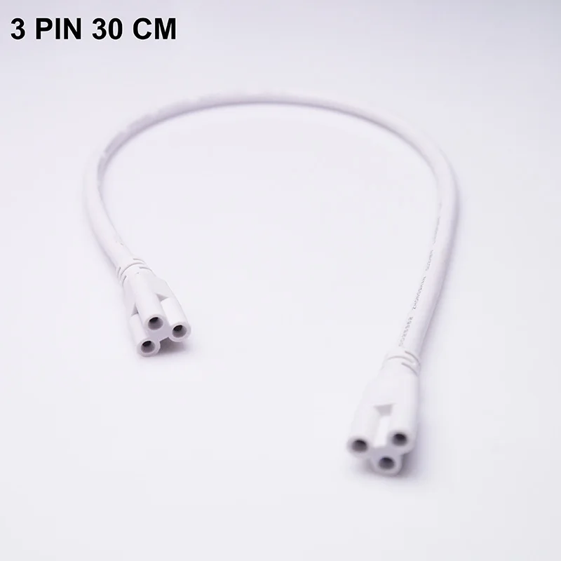 T5 T8 электрический провод разъем 1ft 2ft 3ft 4ft 5ft трехфазный 3pin удлинитель шнура питания кабель для Светодиодный T5 T8 интегрированная трубка - Цвет: 30CM