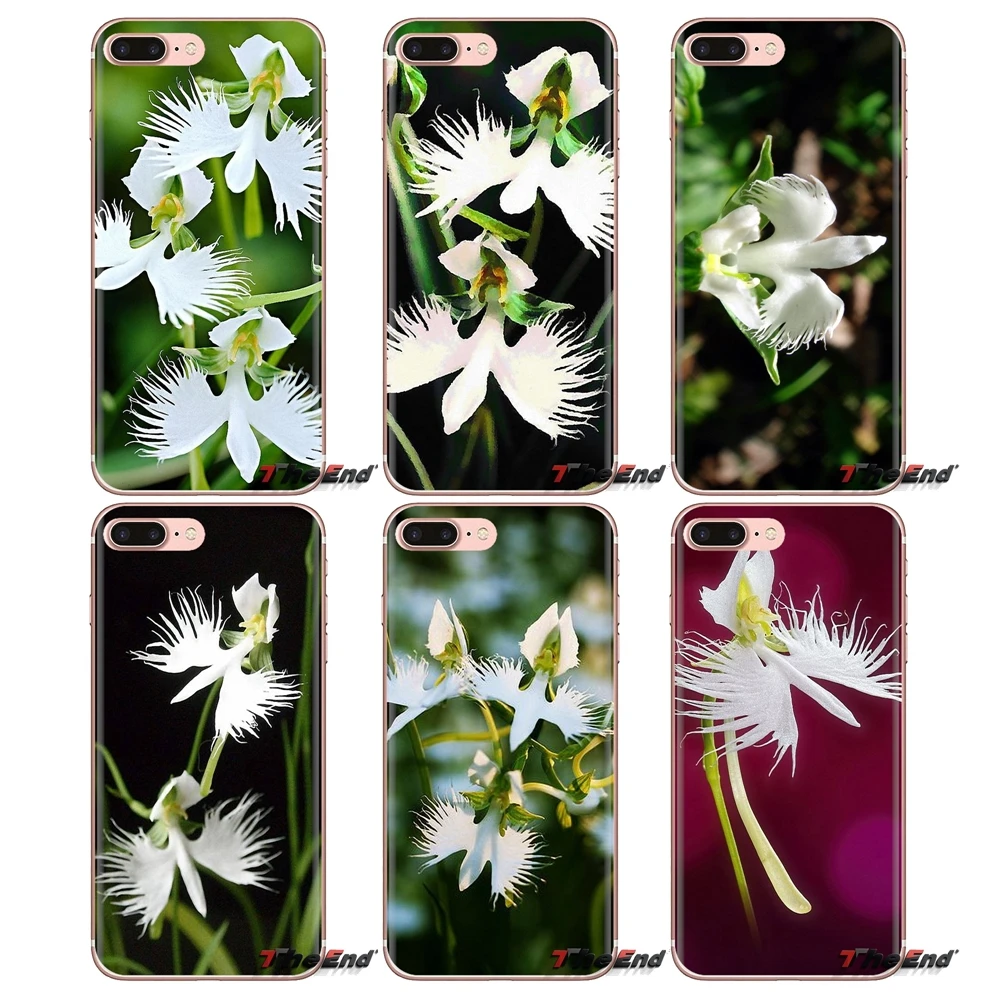 Transparent Soft Bag Case For Samsung Galaxy A3 A5 A7 A9 A8 Star A6 Plus 2018 2015 2016 2017 White Egret Orchid Flower Habenaria |