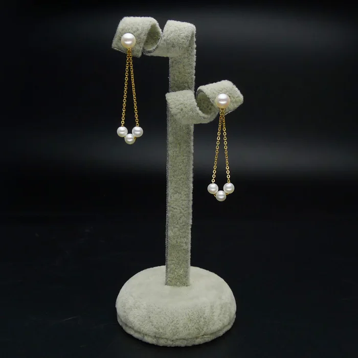 

925 silver real natural big 925 silver two long wear round light natural pearls Earrings Handmade Han women jewelry ear