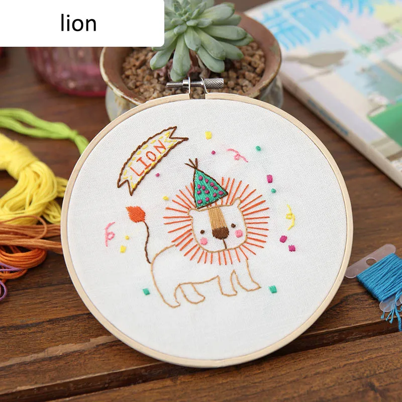 lion Декоративная рама для дома 1 комплект Портативные начинающие настенные картины вышивка DIY комплект ручная работа вышивка крестиком Novice делая поставки - Цвет: lion