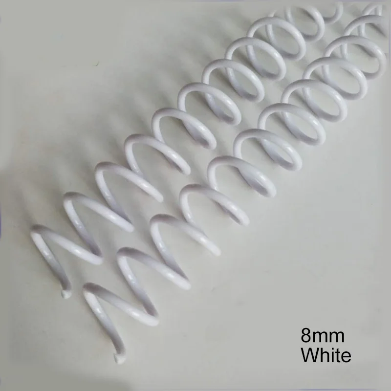 8mm white 48 holes 10 шт. A4 46 отверстие пластиковая спиральная катушка для болванного блокнота переплет 6 мм 8 мм скоросшиватель зажим катушка ПП весенний удар кольцо офис поставка - Цвет: 8mm white 48 holes