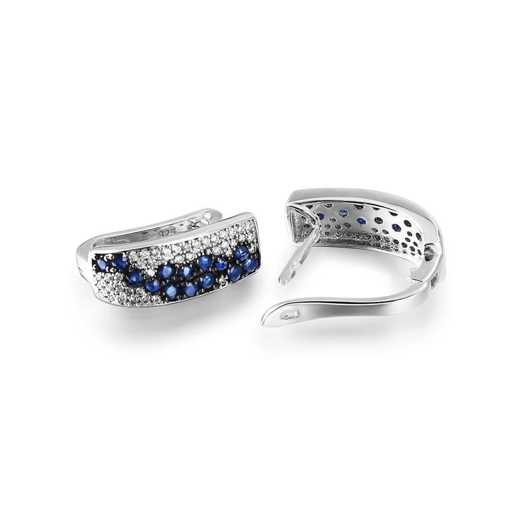 GEM'S BALLET Round Natural Blue Sapphire Gemstone Vintage Jewelry Set 925 Sterling Silver Earrings Ring For Women Wedding | Украшения и