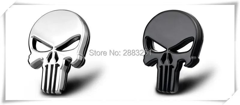Аксессуары Каратель Череп автомобильный металлический значок со скелетом