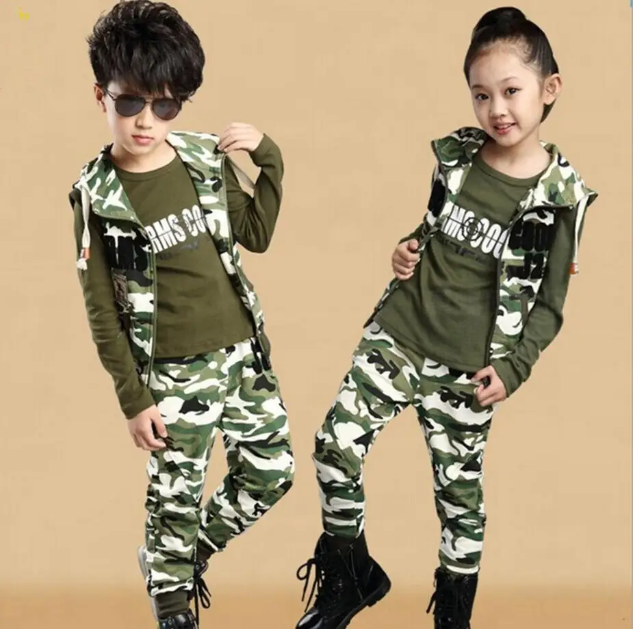 Детский Камуфляжный комплект одежды из 3 предметов детский спортивный костюм для
