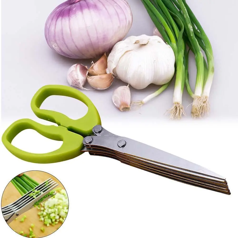 

5 Многослойные ножницы, измельченные трав, специи, кухонный инструмент из нержавеющей стали