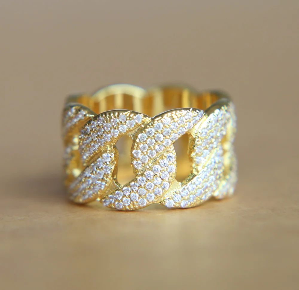 Sparking bling micro pave cz хип-хоп bling Rock для мужчин и мальчиков, Крутое обручальное кольцо на палец, кольцо в форме цепочки с кубинским звеном, в форме 7, 8, 9, 10