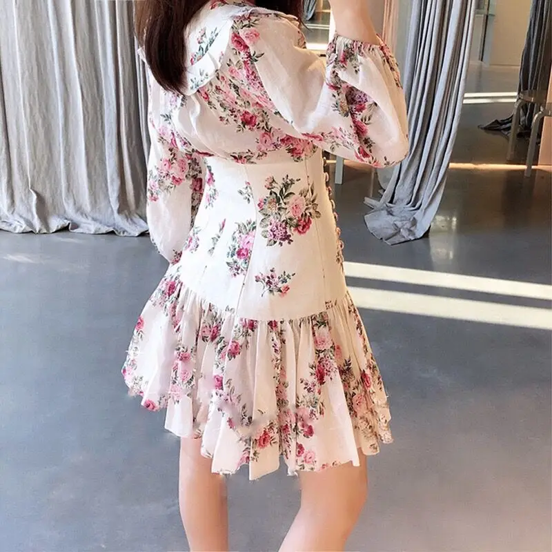 Top Quality Summer Dress Elegant Night CLub Mini Ruffles V Neck Vintage Celebrity Homecoming Party Dresses Women | Женская одежда