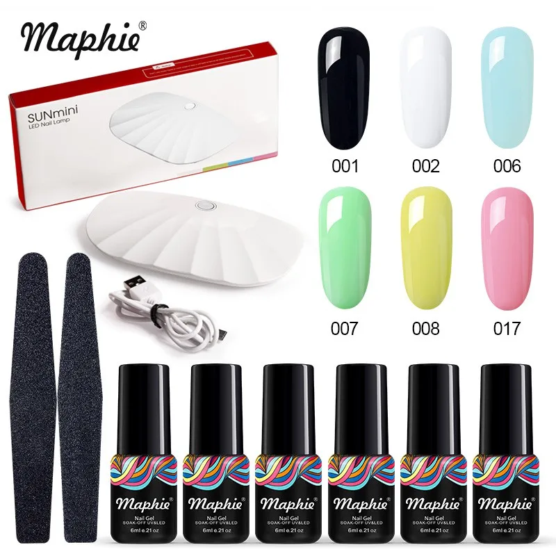 Maphie 9 шт./лот гель для ногтей набор 6 Вт мини USB кабель Светодиодная лампа всех