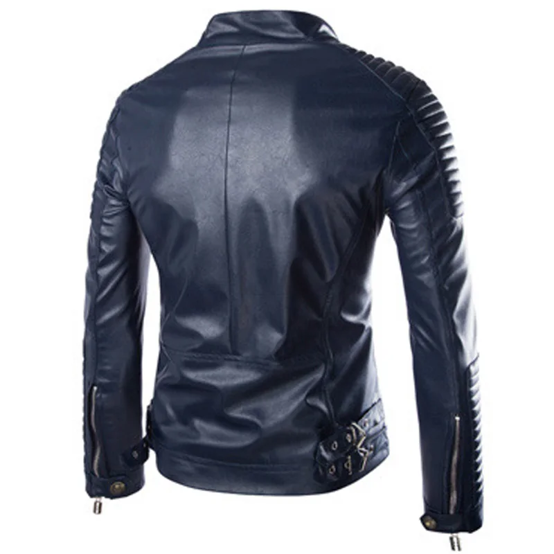 TANGNEST модная мужская кожаная куртка 2019 горячая Распродажа Мандарин Воротник
