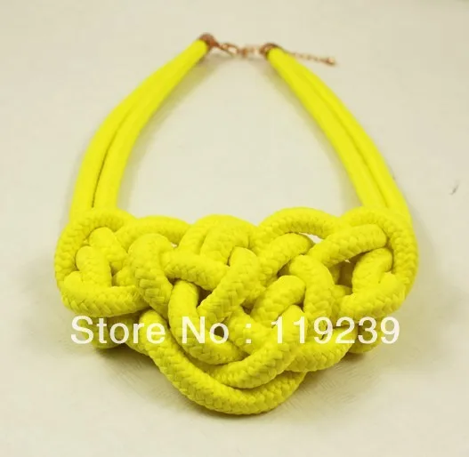 KN53 Fashion 2013 Hot Items Chunky Statement Handmade Knitted Rope Choker Collar Necklace Women Short Candy Neon Color Jewelry | Украшения