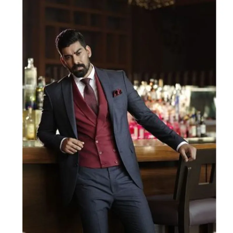 NoEnName_Null latest coat mens suits Dark Grey wedding suits for Men 2017 Best Man Suits Groom Tuxedos Formal Business Suit