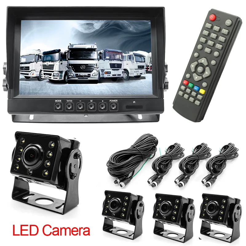 HD AHD 1920*1080P 9 дюймов TFT lcd Автомобильный 4CH DVR видео рекордер монитор с MP5 функции для грузовика Ван автобуса парковочная камера система - Название цвета: WITH 4 LED CAMERA