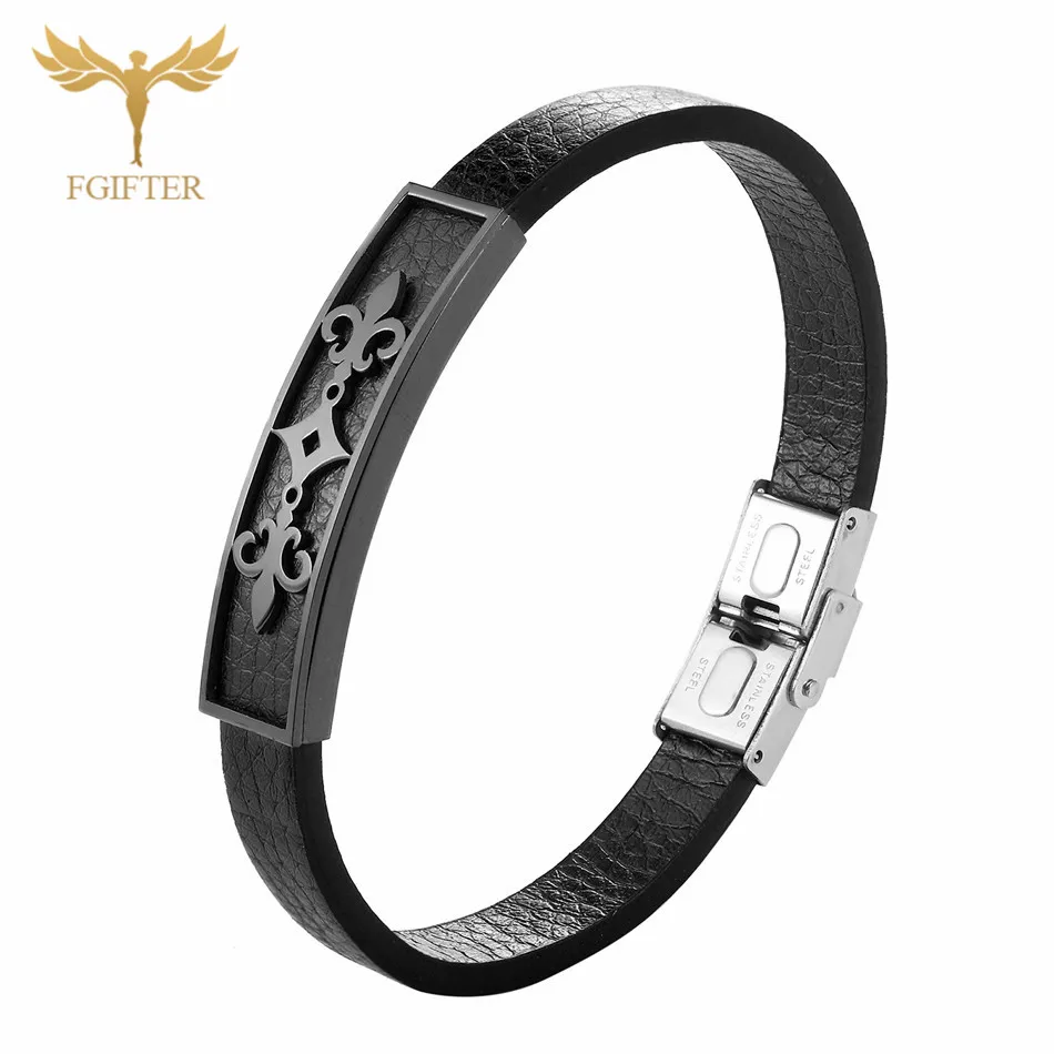 Bracelets Bangles Дизайн, браслеты из натуральной кожи, браслеты для мужчин и женщин, 17 см, 19 см, 20 см, 21,4 см, длина на выбор, ювелирные изделия из нержавеющей стали 316L - Окраска металла: Bracelets Bangles