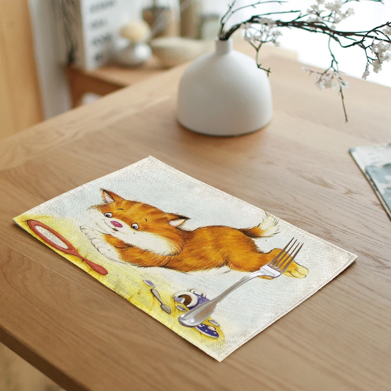 Озорная милая искусственная льняная собака кошка утка 1 сторона печать Кофейня