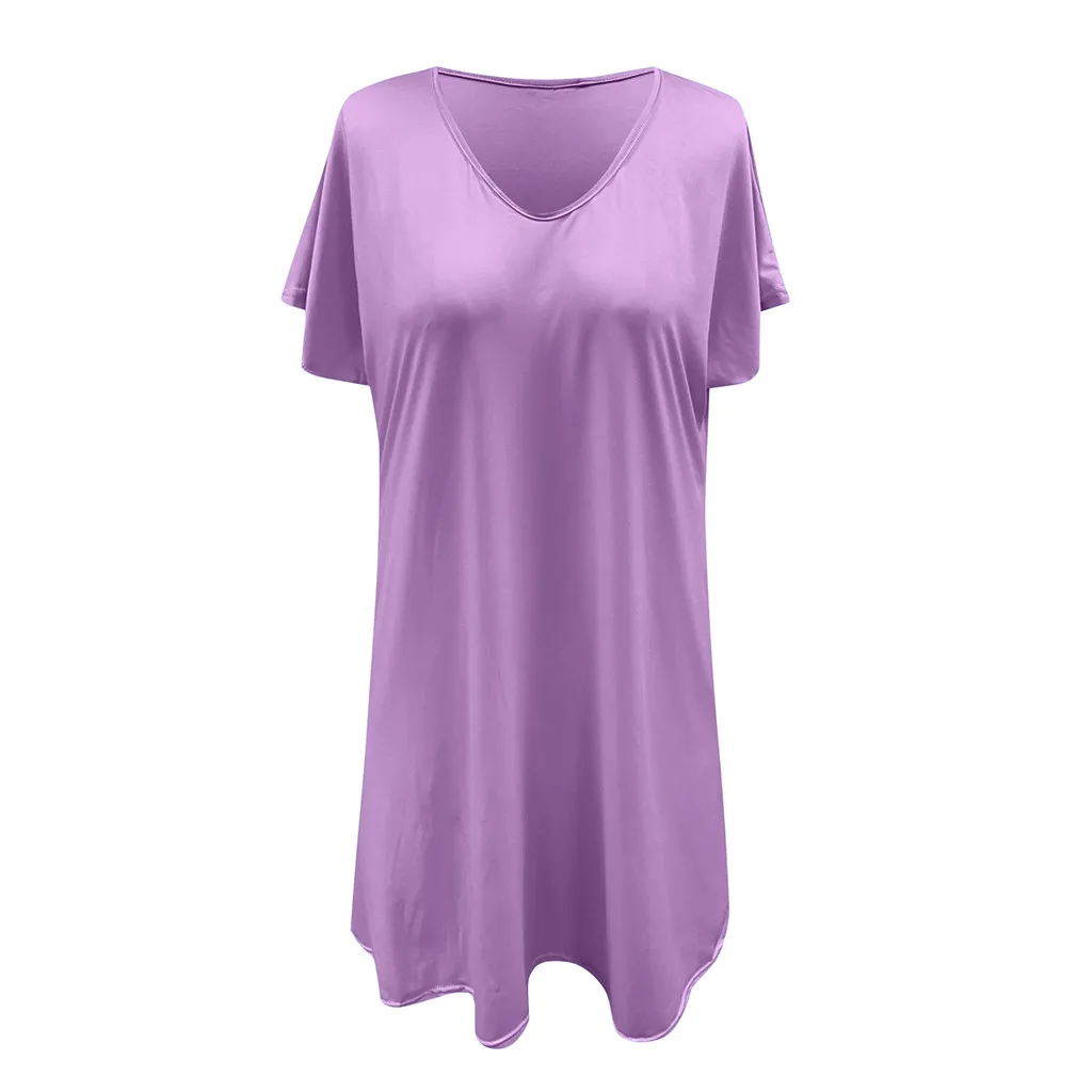 Летние платья для женщин праздника Boho сплошной цвет v-образный вырез девушек