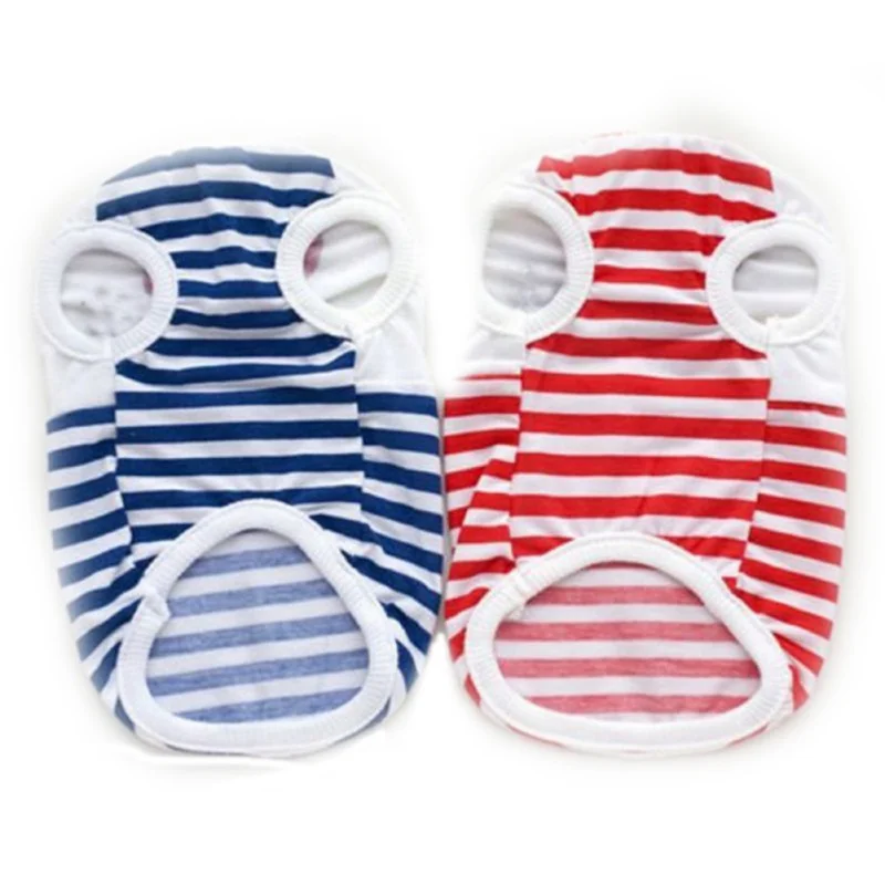 Летние жилеты для собак хлопковые футболки в темно синюю полоску щенков летняя