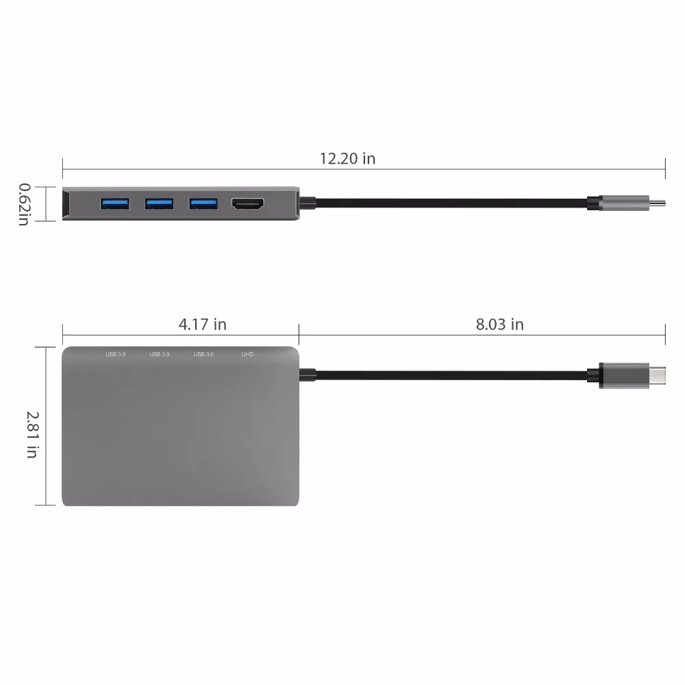 Концентратор USB Type C 3 1 до 4K HDMI совместимых с 5 мм разъем для наушников VGA RJ45 SD/TF 0