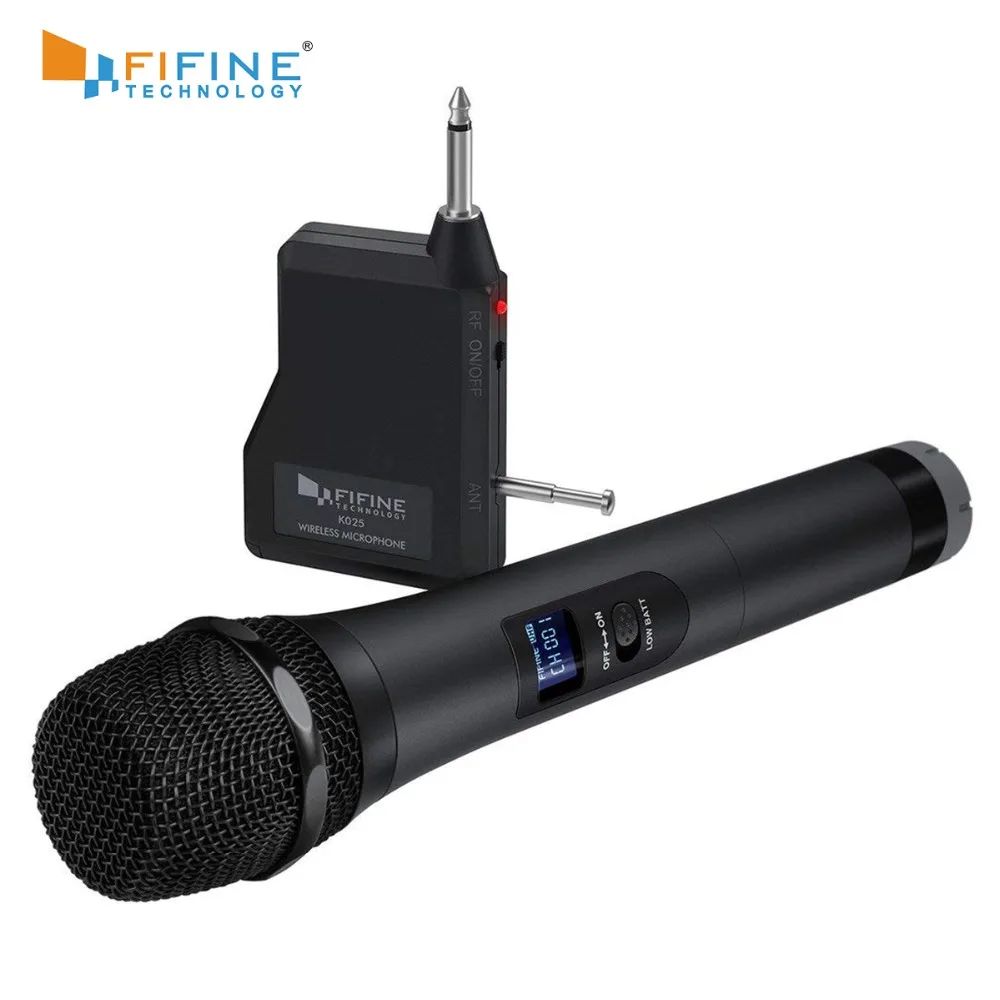 Портативный динамический микрофон FIFINE UHF 20 каналов беспроводная система