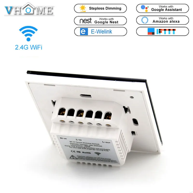 Ewelink Alexa App Support Smart LED light switch dimmer 220V Wifi Fan Dimmer EU/UK Touch Switch Gold White Black For Vhome | Освещение