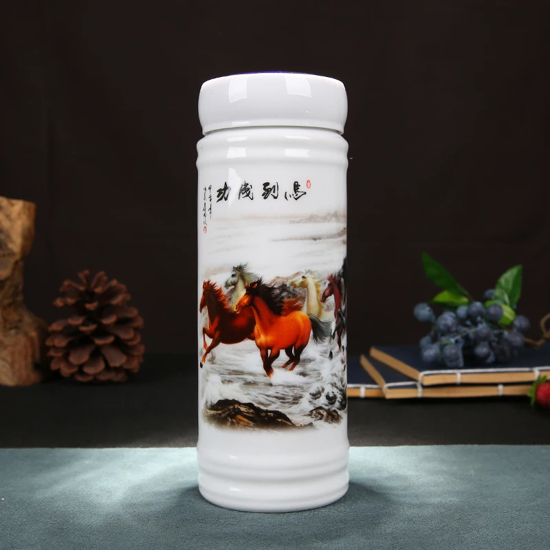 Портативный двухслойный керамический термос Jingdezhen дорожные вакуумные