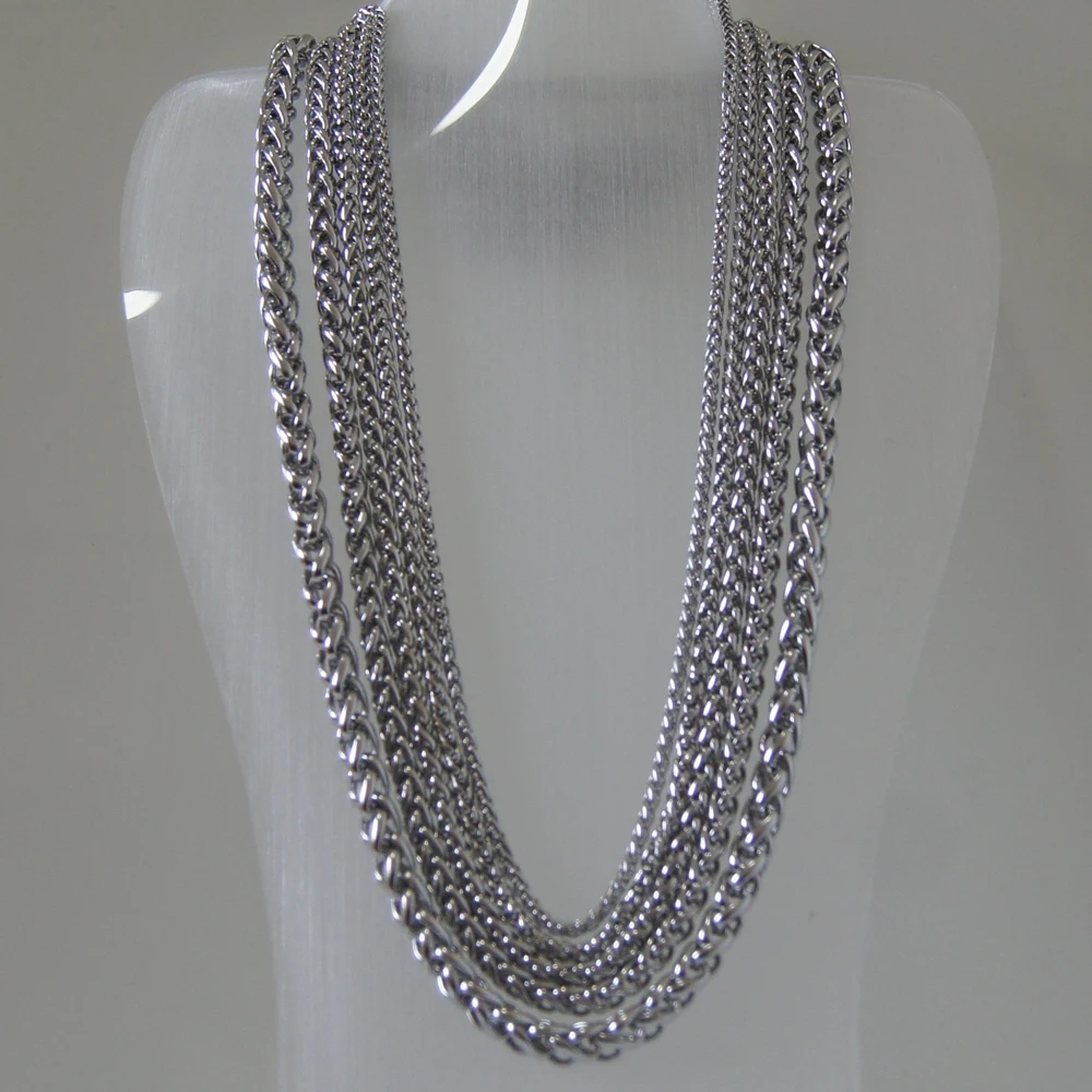 

men/boy/kids 4mm width & length 7''-40'' basket link men/boy silver stainless steel bracelet or necklace 1pc